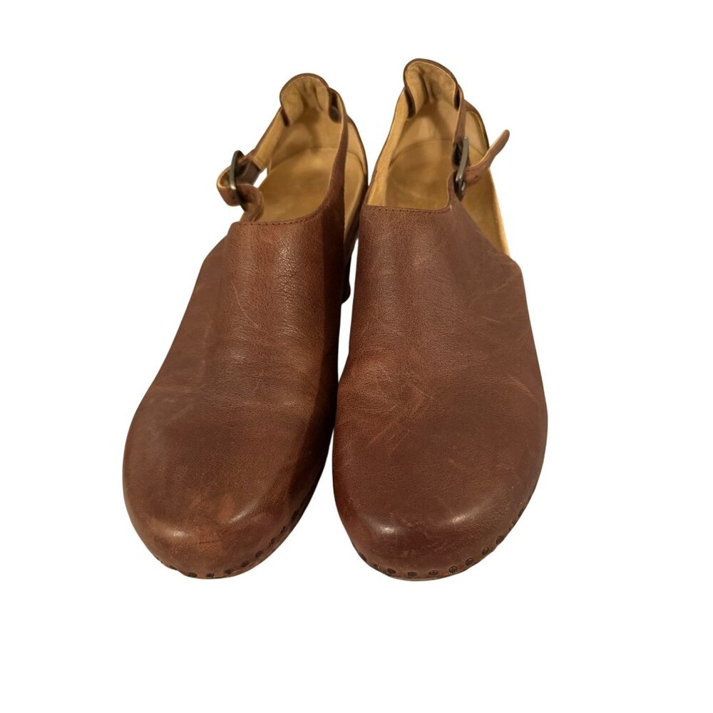 Dansko Womens Sassy Clogs Tan Size 40 Brown Leather Block Ankle Strap Casual - Picture 12 of 16